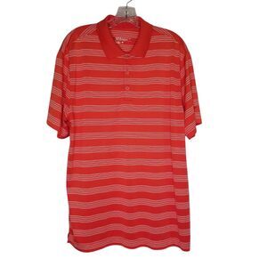 Nike Golf Tour Performance Dri-Fit Polo Shirt Mens Large Orange White Striped